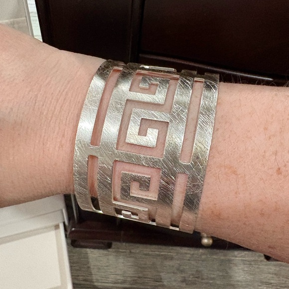 Silver Geometric Cuff Bracelet - Picture 1 of 3